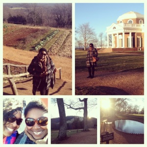 A collage: me, my pal, and miscellaneous Monticello sights.